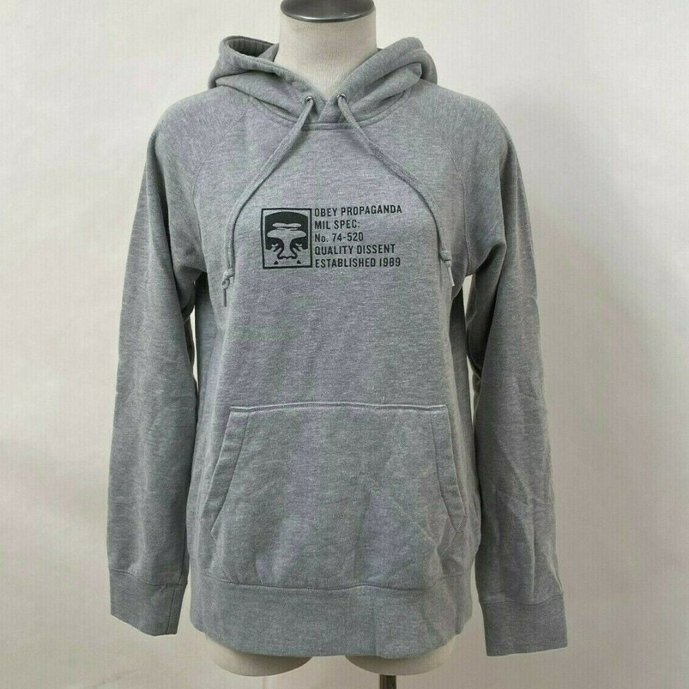 Obey Hoodie Sweatshirt "Half Face Mil Spec" Grey